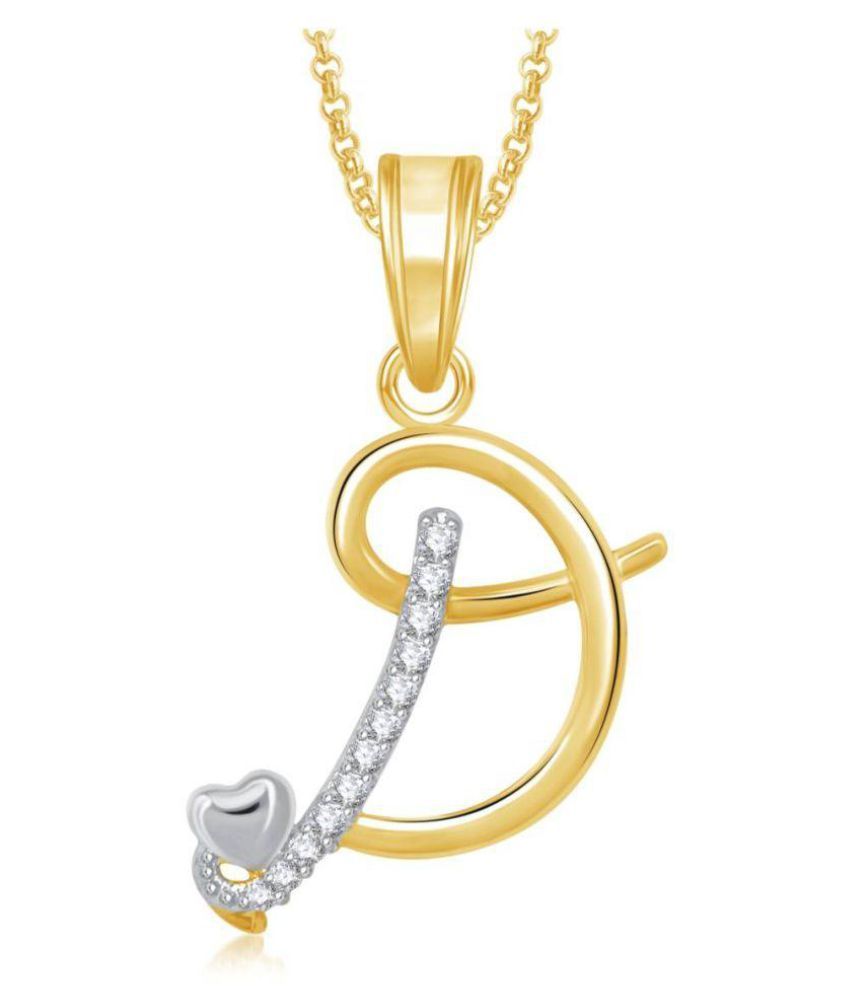 Jnb Jewellers 'd' Letter Heart Shape American Diamond Pendant Locket Alphabet With Chain Set Love Valentine available at snapdeal for Rs.189