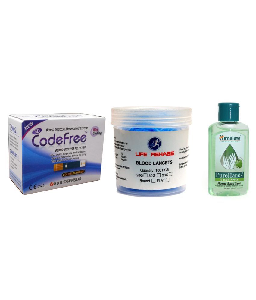 Sd Codefree 100(strips+lancets)+sanitizer 05/2018 available at snapdeal for Rs.999
