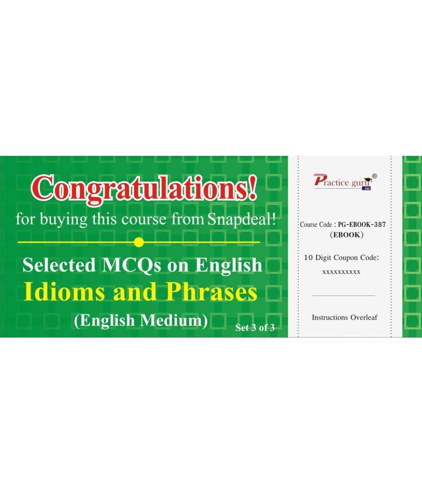 Selected Mcqs On English - Idioms And Phrases Set 3 Of 3 License/redemption Code - Online available at snapdeal for Rs.99