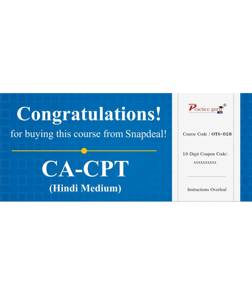 Topic Wise Tests For ca-cpt License/redemption Code - Online available at snapdeal for Rs.499