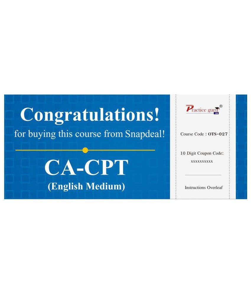 Topic Wise Tests For ca-cpt License/redemption Code - Online available at snapdeal for Rs.499