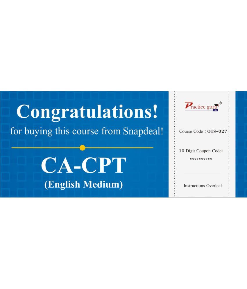 Topic Wise Tests For ca-cpt License/redemption Code - Online available at snapdeal for Rs.499