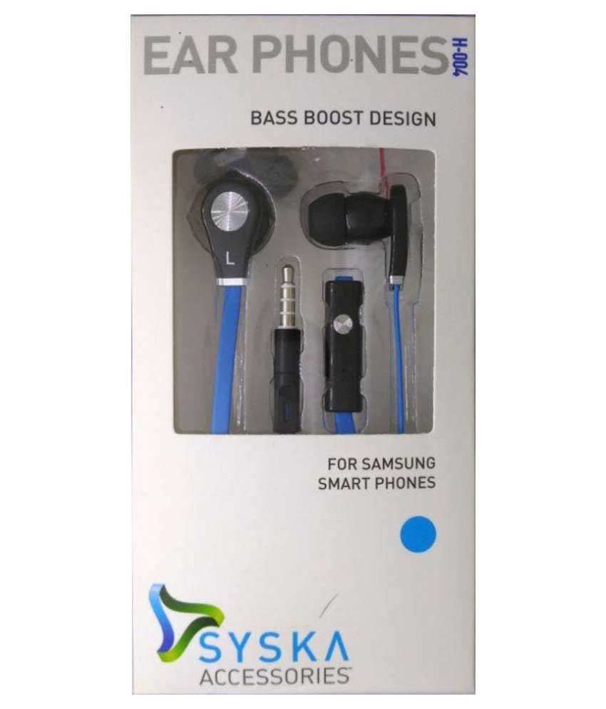 Syska H004 In Ear Wired Earphones With Mic Blue available at snapdeal for Rs.369
