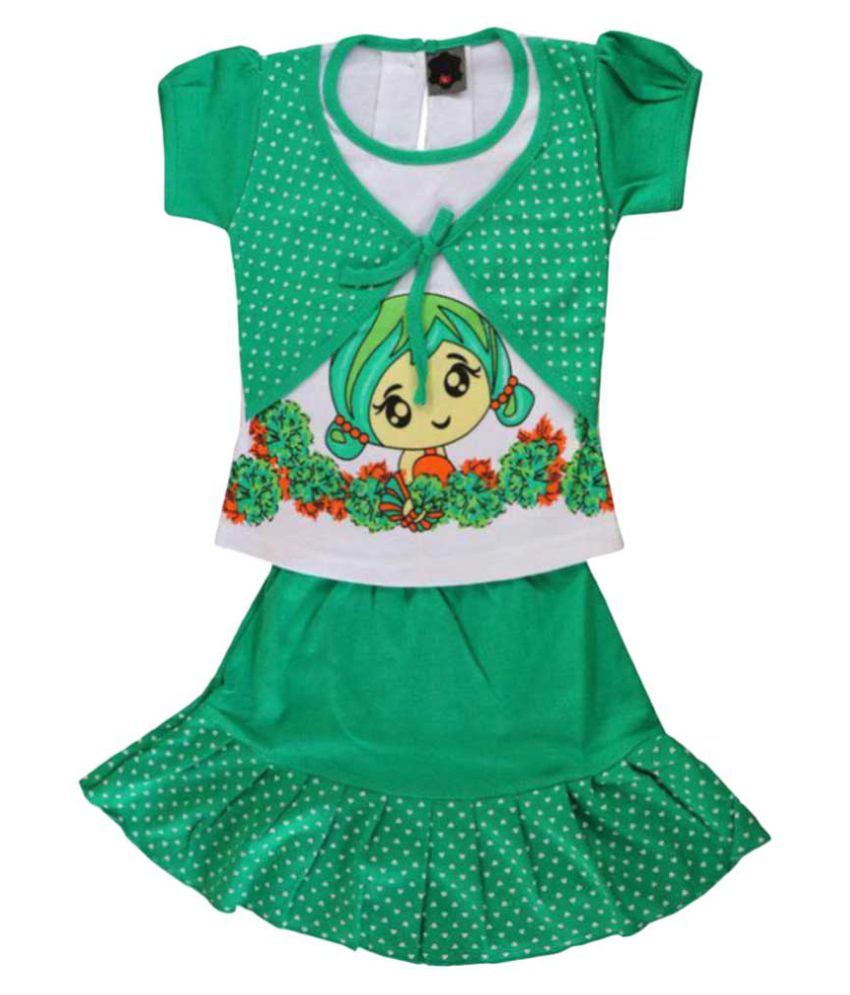 Elk Kids Green Cotton Frock With Bottom Set available at snapdeal for Rs.183