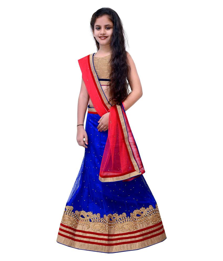 Shreeji Designer Blue Color Net Lehenga Saree available at snapdeal for Rs.1006