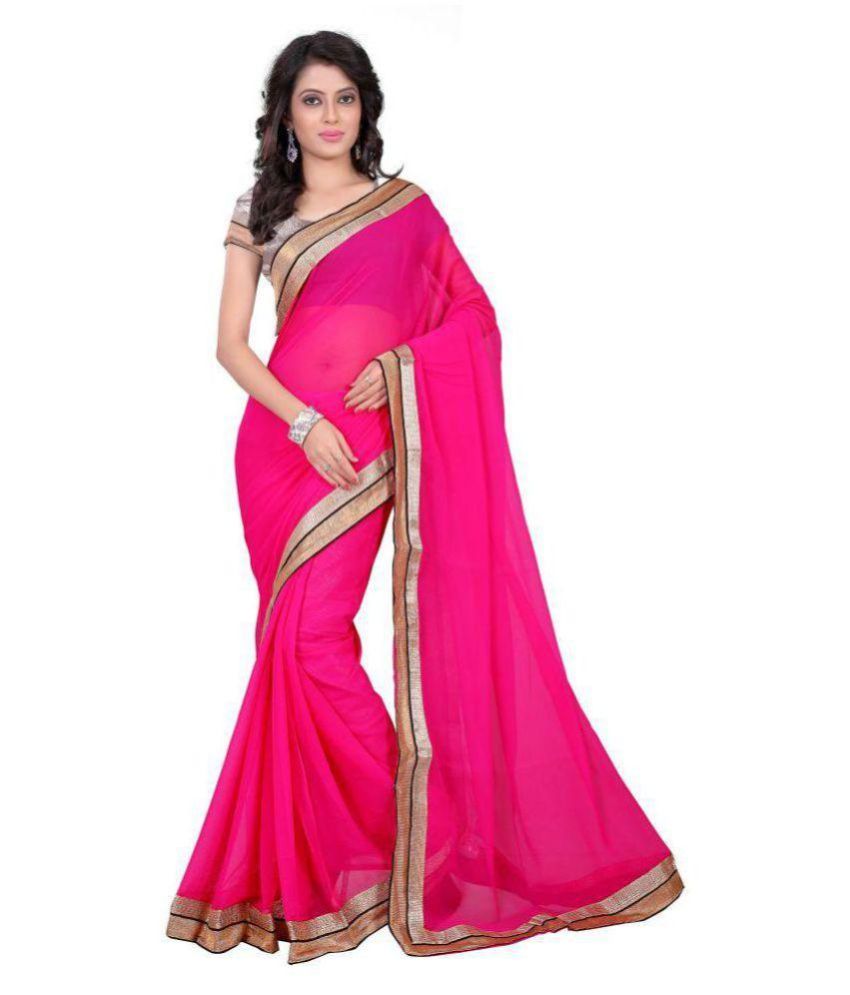Usha Silk Mills Pink Chiffon Saree available at snapdeal for Rs.479