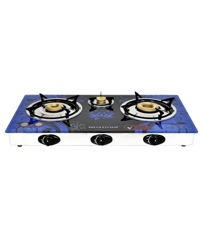 Surya Crystal Scr103b 3 Burner Auto Gas Stove available at SnapDeal for