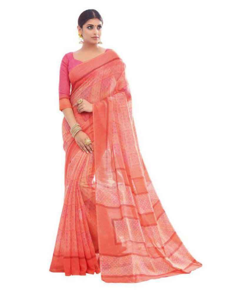 Designer Saree Pink Cotton Saree available at snapdeal for Rs.614