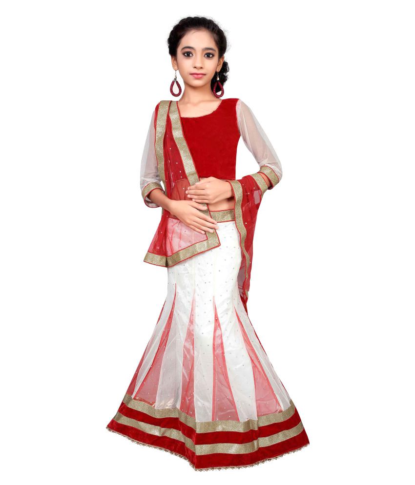 Om Fab White Color Net Lehenga Saree available at snapdeal for Rs.999