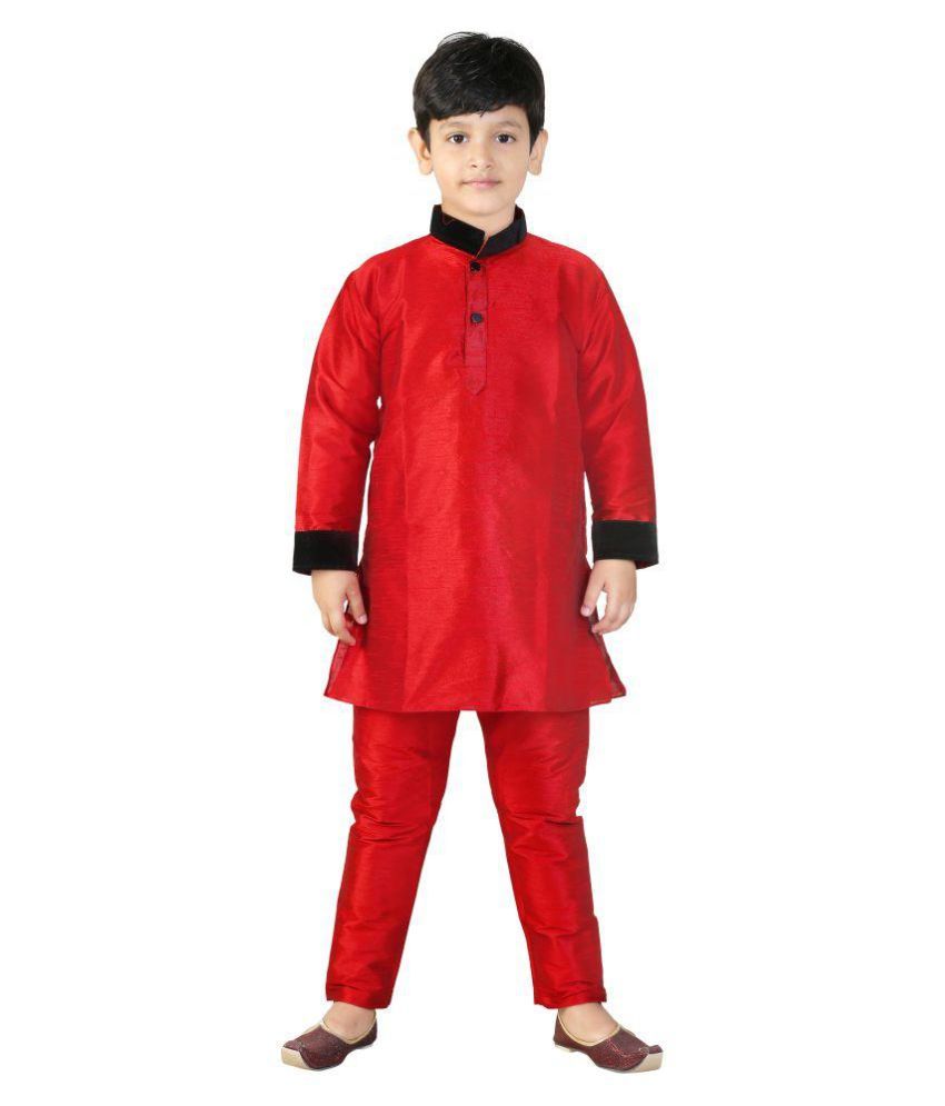 Generation Next Red Silk Kurta Pyjama Set available at snapdeal for Rs.229