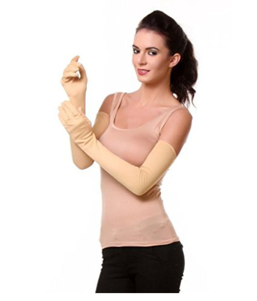 Men's Women's Sun Protective Full Hand Riding Unisex Gloves ( 1 Pair ) Beige Colour available at snapdeal for Rs.239