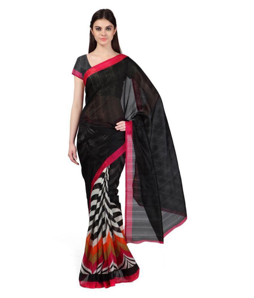 Usha Silk Mills Black Bhagalpuri Silk Saree available at snapdeal for Rs.319