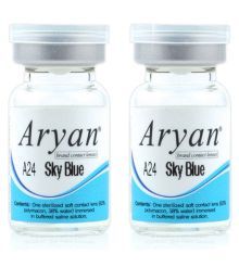 Aryan Two Tone Skyblue With Lenscarekit Yearly Disposable Colored Lenses With Spherical Power