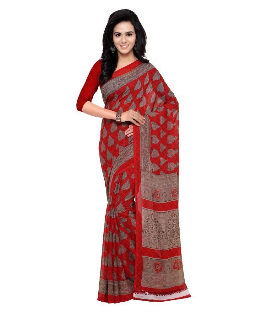 Fabdeal Red Georgette Saree available at snapdeal for Rs.399