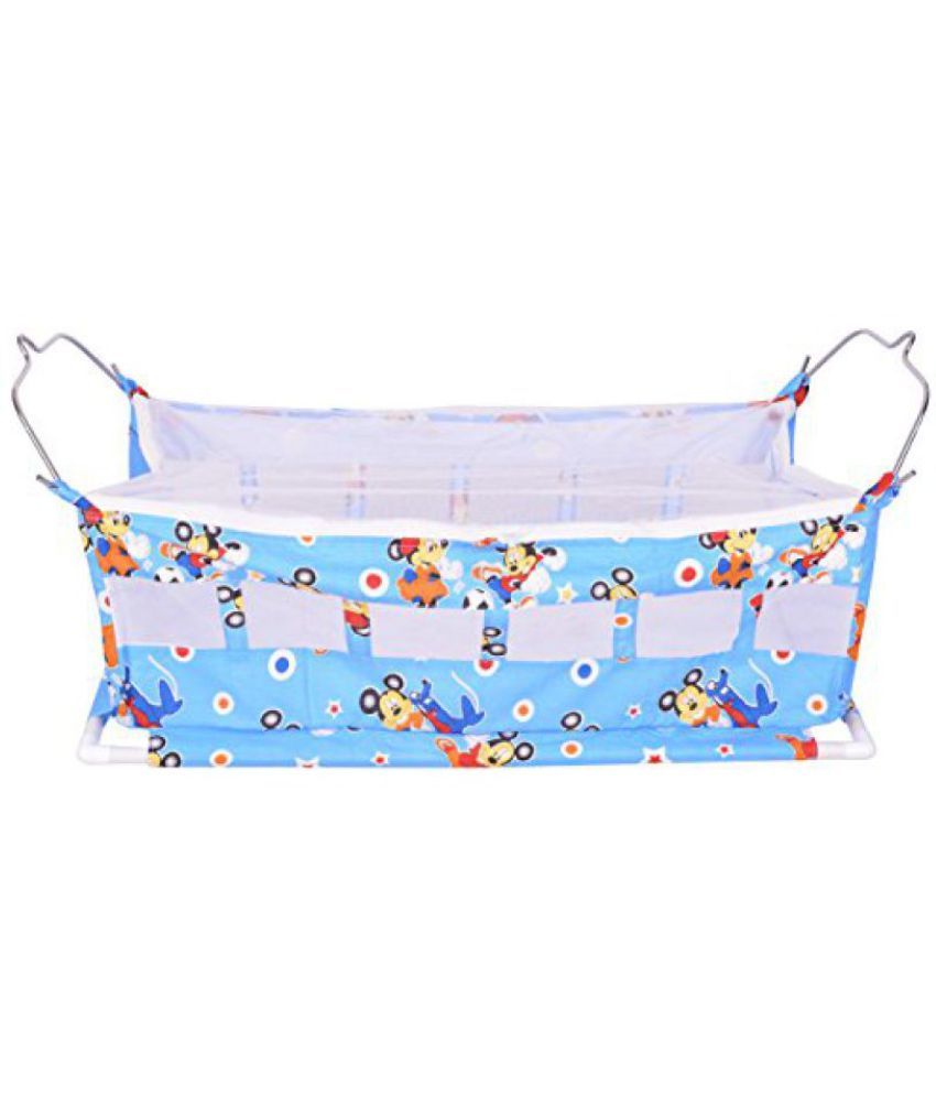 A&e Flat Bed Soft Cloth Swing New Born Baby Cradle/ghodiyu Hammock In Cool Cotton With Mosquito Net Light Blue available at snapdeal for Rs.599