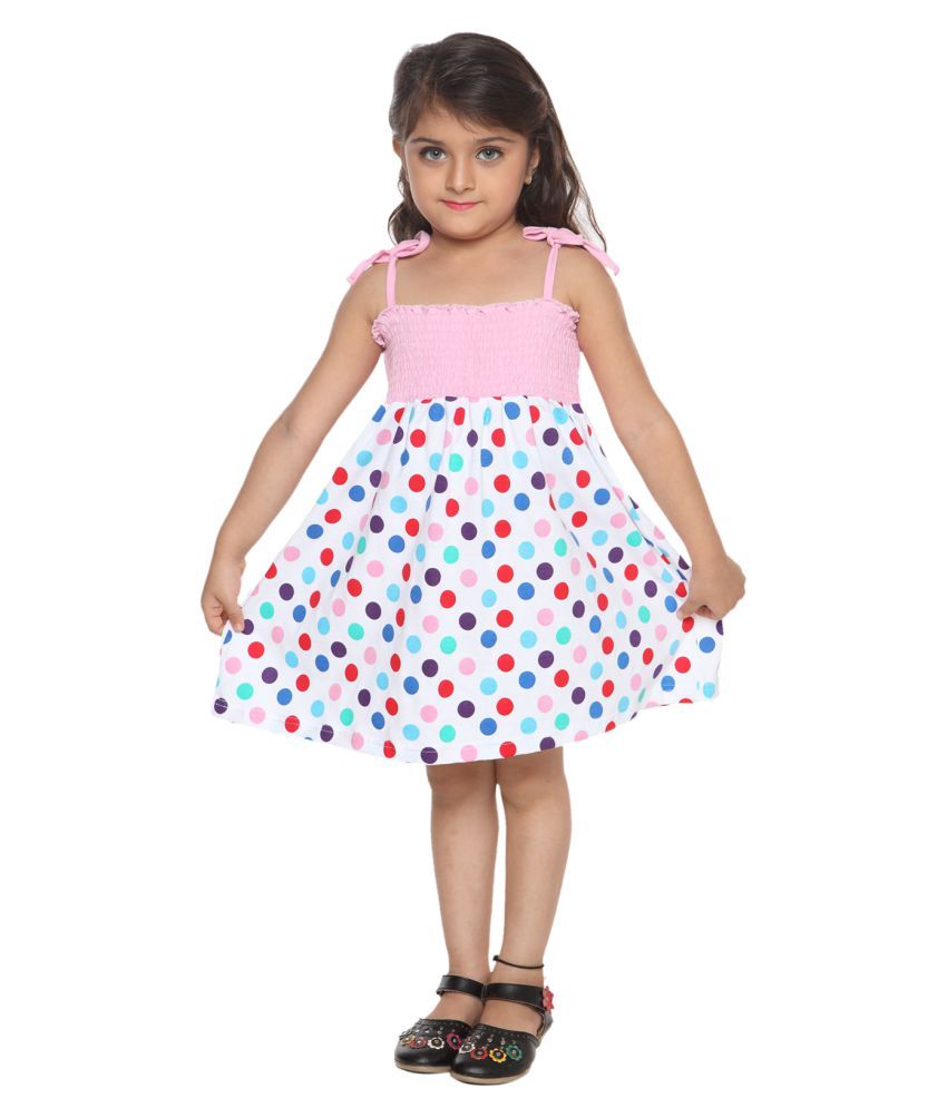 Lil Orchids Polka Dots Printed Girls Casual Dress available at snapdeal for Rs.349