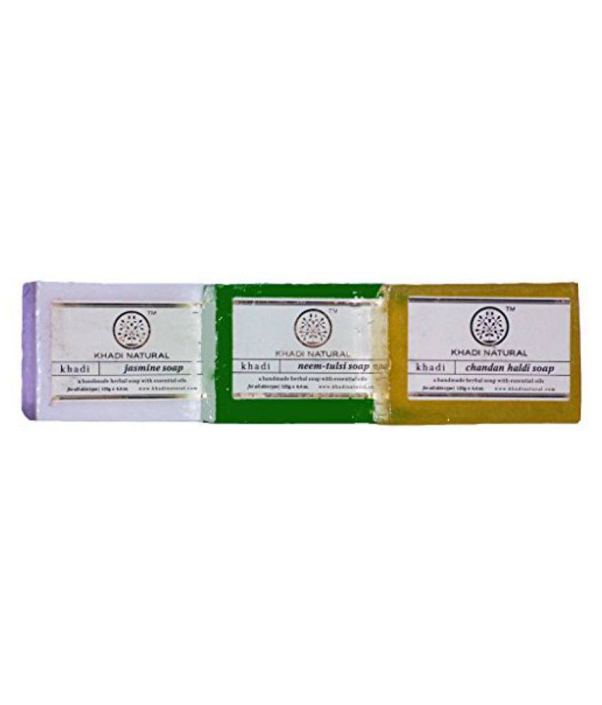 Khadi Natural Assorted Soap Gift Set(chandan Haldi,neem Tulsi & Jasmine) Pack Of 3 (with Free Hindi Tulsi Booklet) Kp01 available at snapdeal for Rs.195