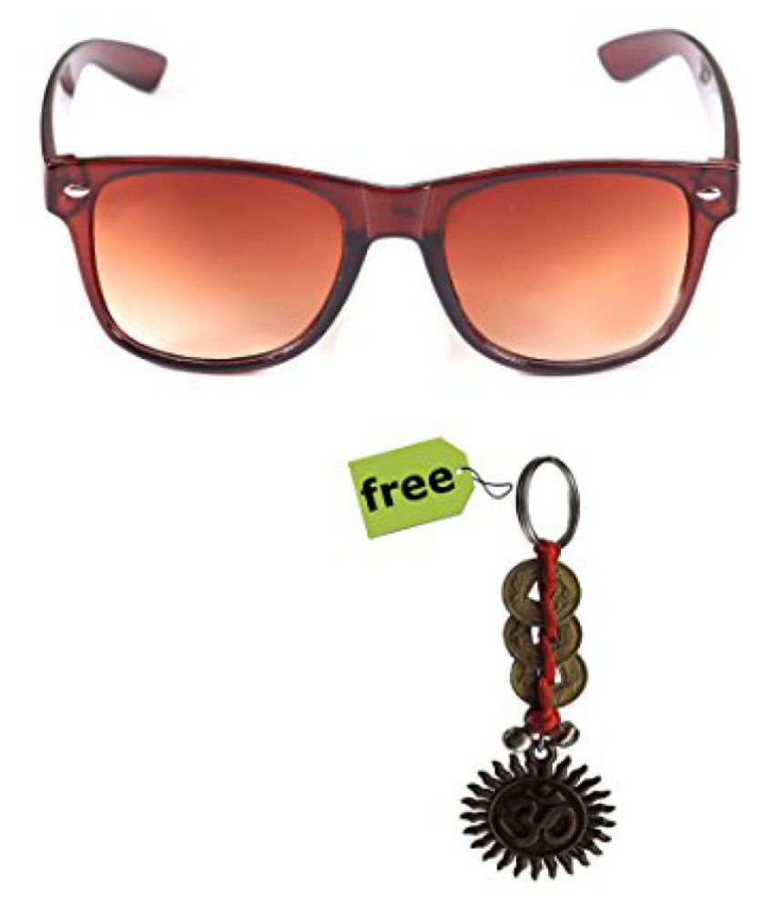 Elligator Trendy Brown Wayfarer Sunglass With Stylish Om Key Chain Combo (set Of 2) available at snapdeal for Rs.179