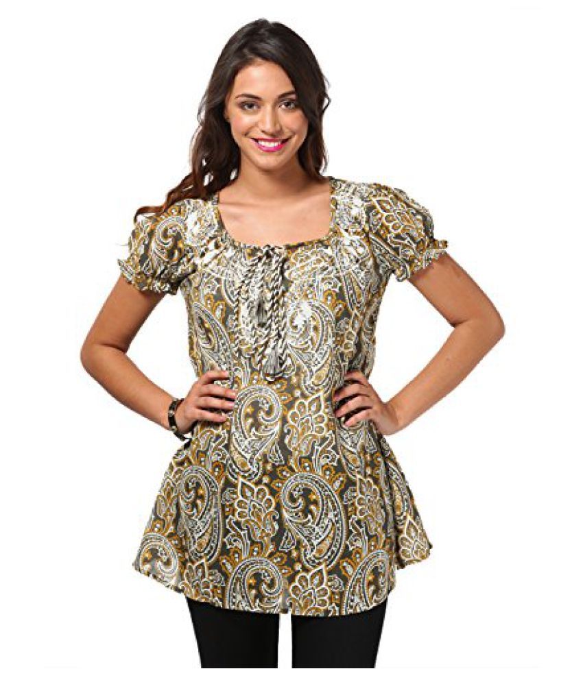 Love From India - Printed Short Tunic_310_olive Green_,p available at snapdeal for Rs.500