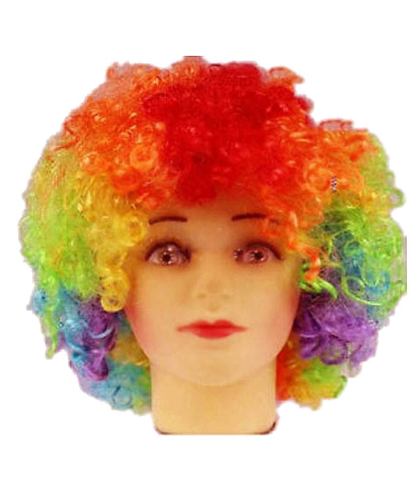 Nxt Gen Holi Malinga Type Curly Hair Wig-ideal For Fun Party Play Theatre -multicolour Wig Set Of 1 available at snapdeal for Rs.199