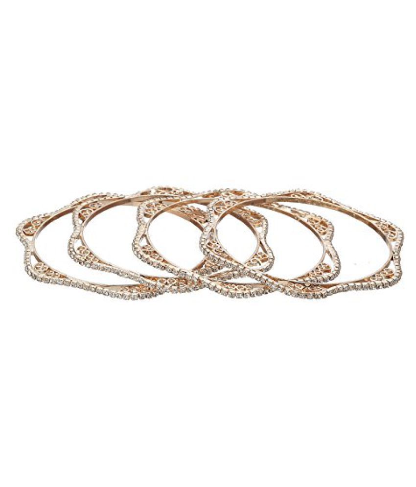 Zeneme American Diamond Designer Gold-plated Bangle Set For Women & Girls available at snapdeal for Rs.229