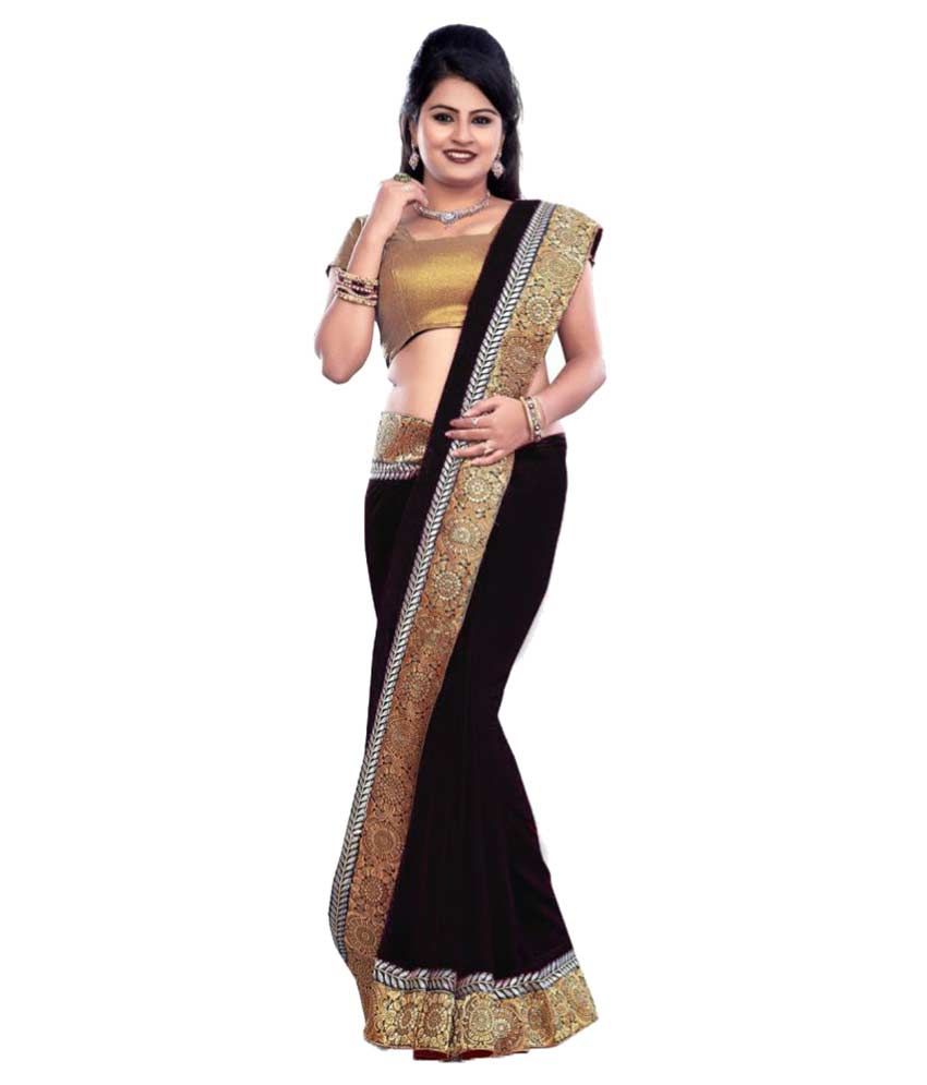 Usha Silk Mills Black Chiffon Saree available at snapdeal for Rs.369
