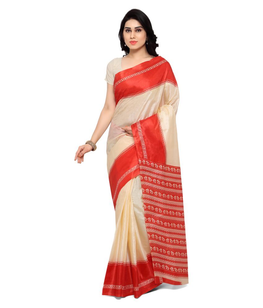 Aagaman Fashions Off White Silk Saree available at snapdeal for Rs.269