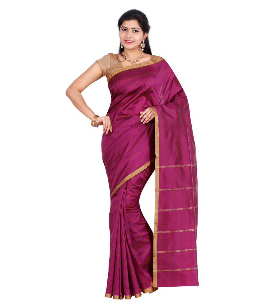 The Chennai Silks Pink Cotton Saree available at snapdeal for Rs.375