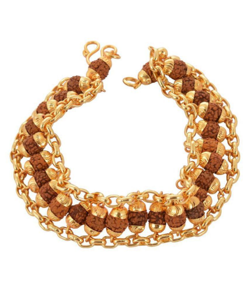 Ashvi Cottage Brass Rudraksha Gold Plated Chain Bracelet For Men Buy