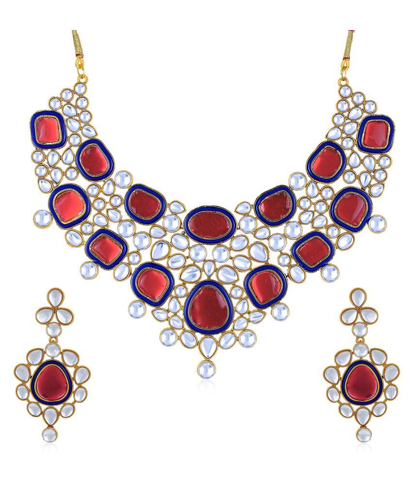 Sukkhi Alloy Yellow Choker Traditional 18kt Gold Plated Necklaces Set