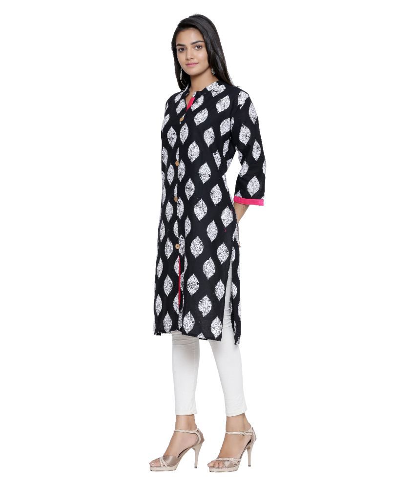 Rajasthani Sarees Black Cotton Straight Kurti Buy Rajasthani Sarees