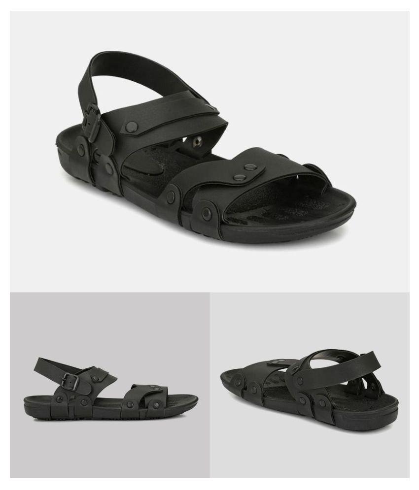 Dakarr Black Synthetic Leather Sandals Buy Dakarr Black Synthetic