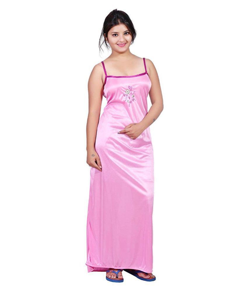 Buy Hafsa Satin Nighty Night Gowns Pink Online At Best Prices In