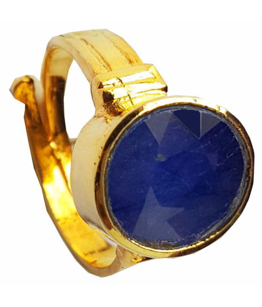 RS JEWELLERS Blue 5 46 Ratti Blue Sapphire Neelam Ring For Men Women