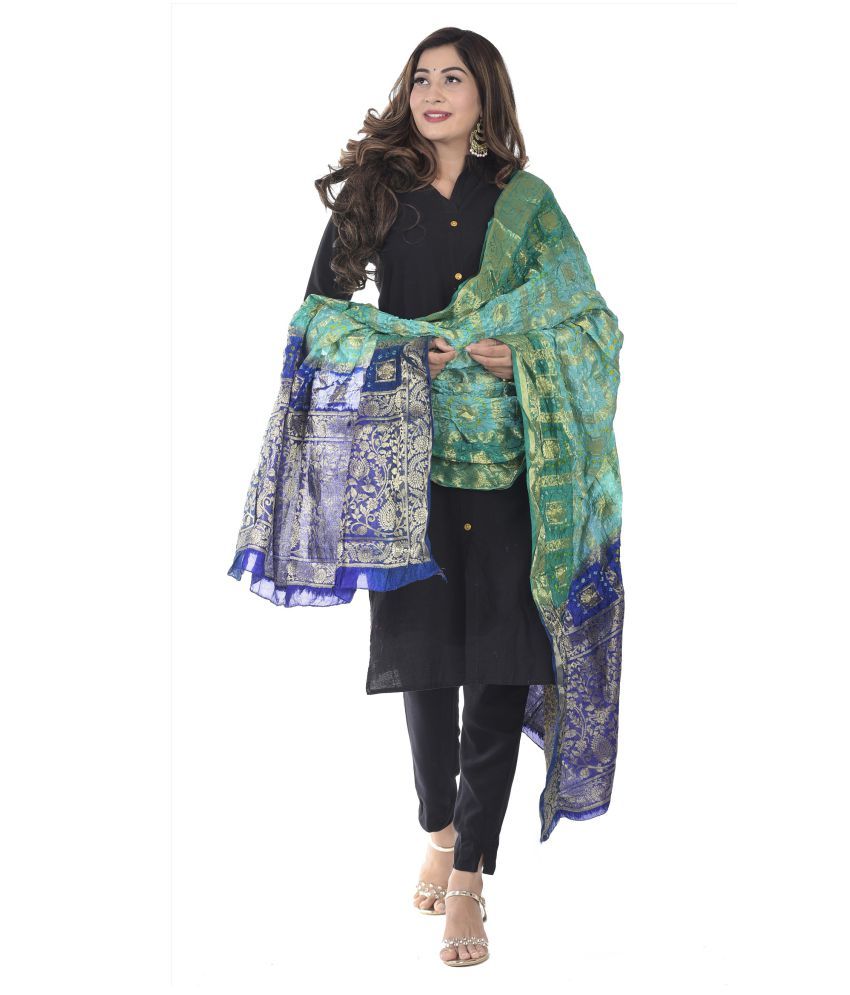 Apratim Green Banarasi Silk Dupatta Price In India Buy Apratim Green