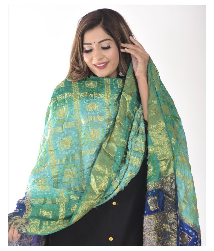 Apratim Green Banarasi Silk Dupatta Price In India Buy Apratim Green