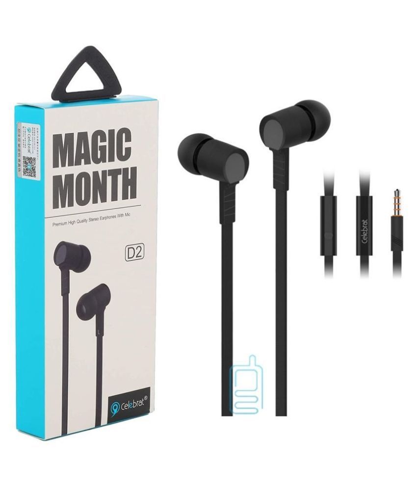 CELEBRAT D2 Magic Month In Ear Wired With Mic Headphones Earphones