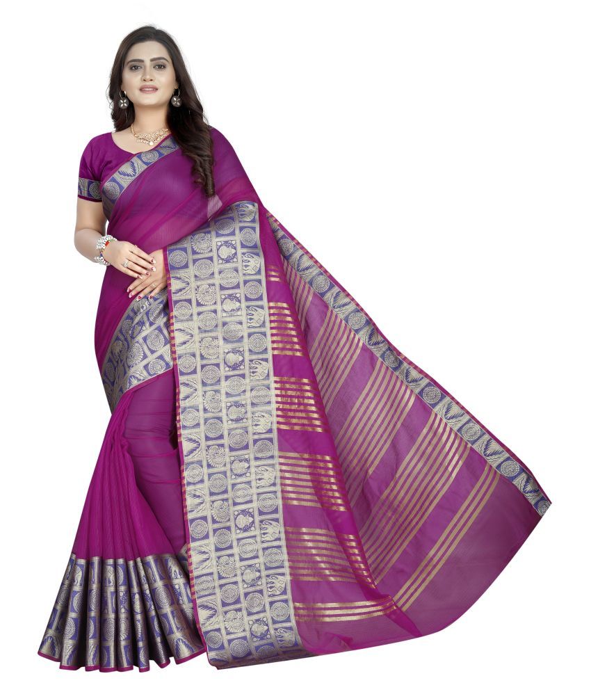 Presence Purple Banarasi Silk Saree Buy Presence Purple Banarasi Silk