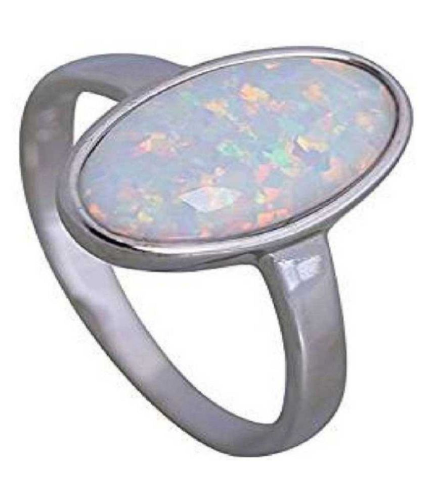 Ratti Natural Opal Stone Pure Silver Ring For Unisex By Kundli