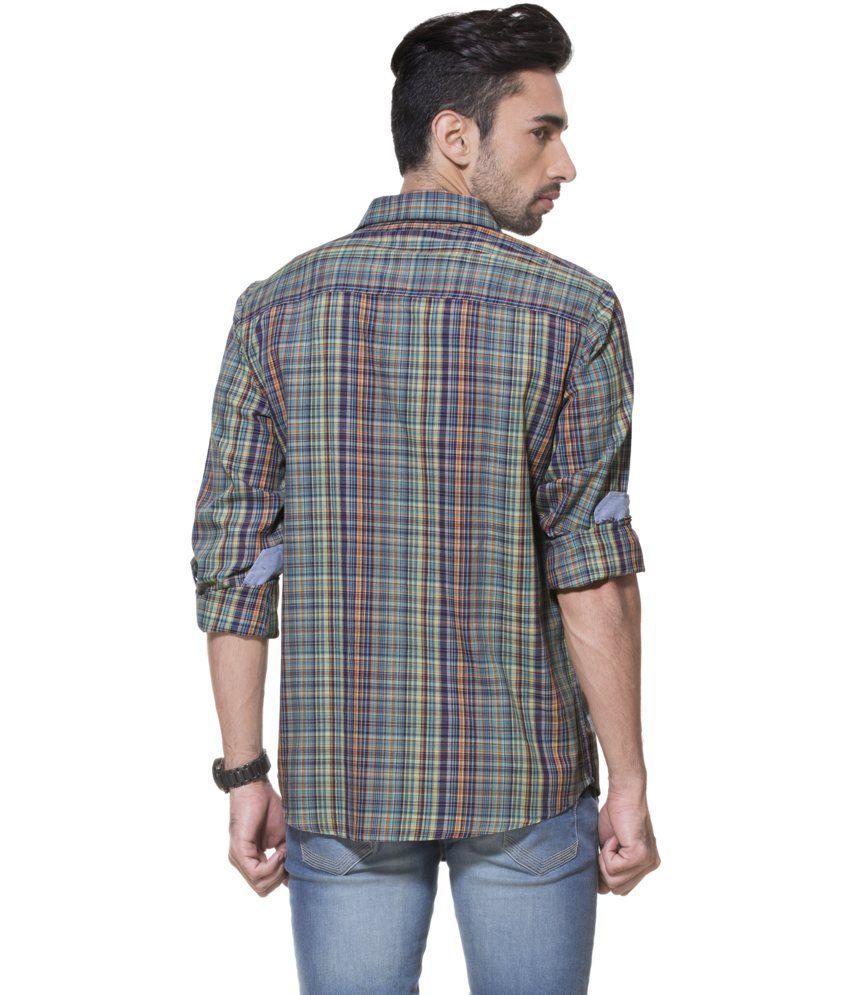 Zovi Regular Fit Casual Purple Orange and Blue Checkered ...