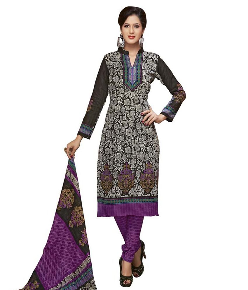 Salwar Studio Multi Color Cotton Unstitched Dress Material - Buy Salwar ...