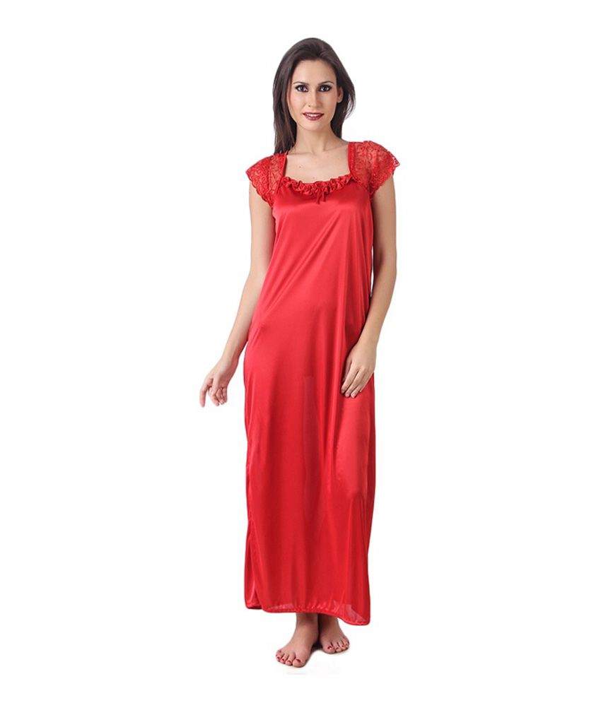 Buy First Lady Red Satin Nighty And Night Gowns Pack Of 2 Online At Best Prices In India Snapdeal