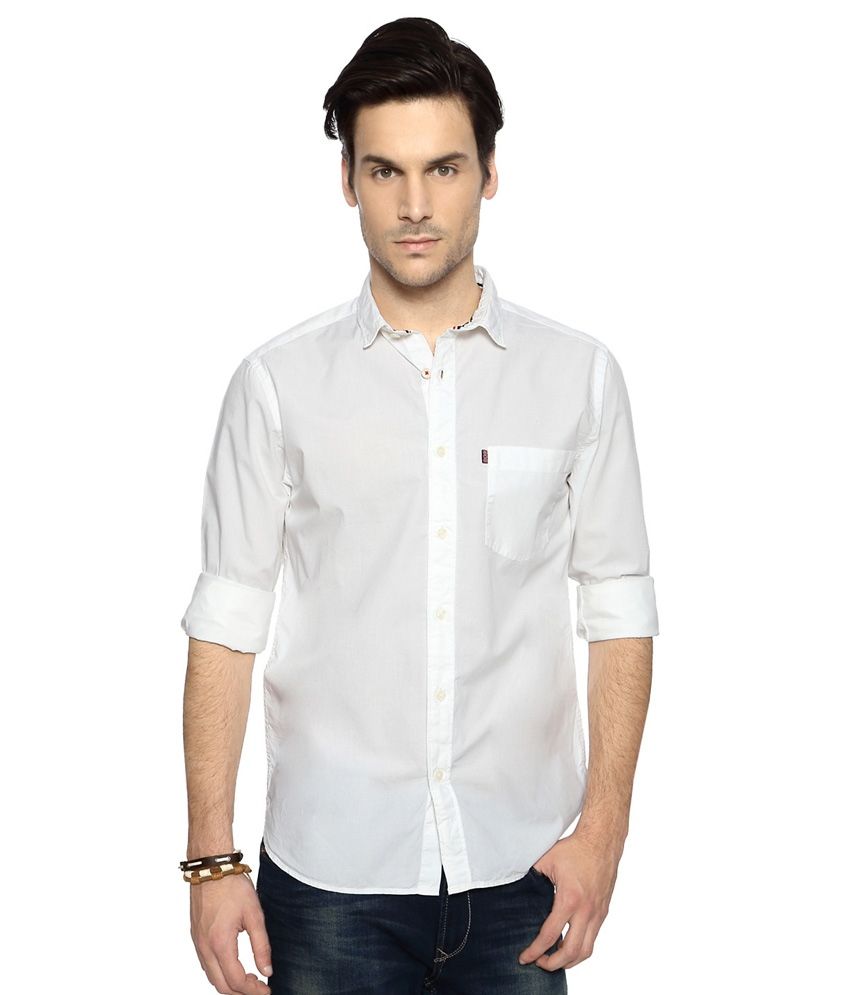 white slim shirt men