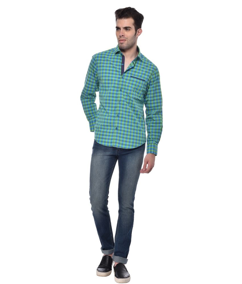 dark green checks shirt