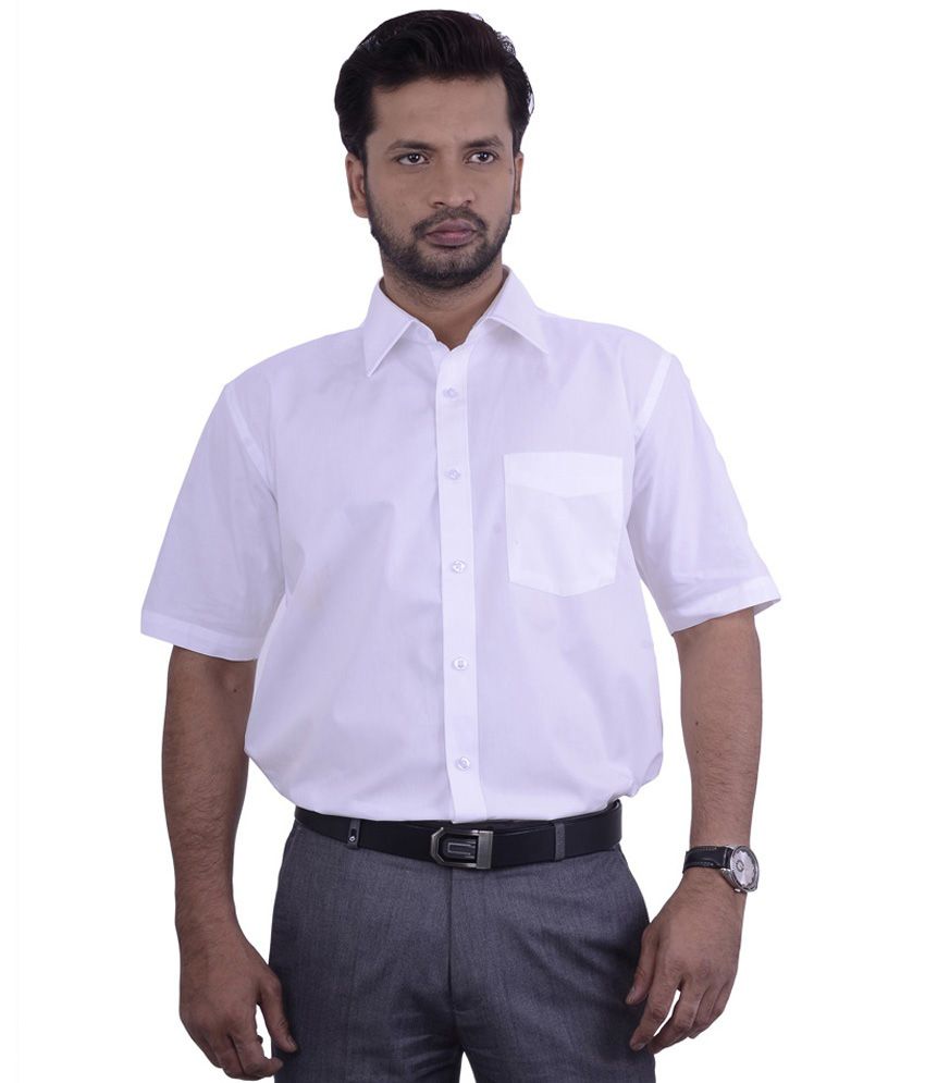 Onchu White Cotton Half Sleeves Formal Shirt - Buy Onchu White Cotton ...