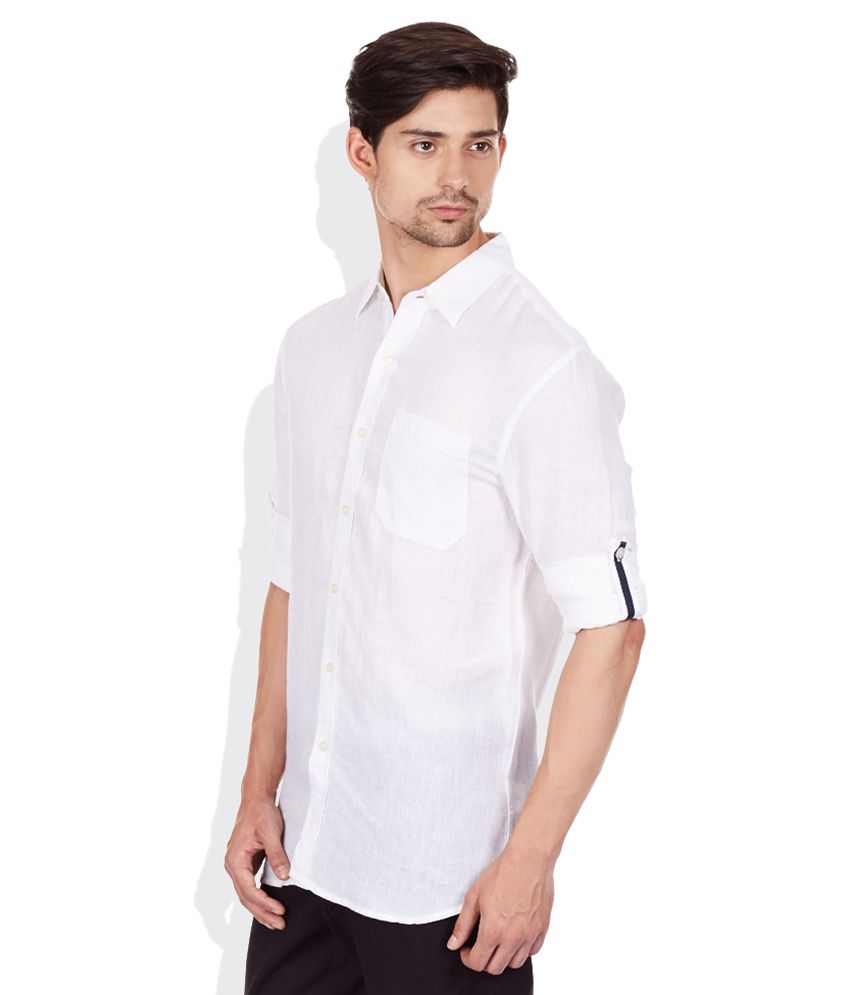 Giordano White Slim Fit Linen Shirt - Buy Giordano White Slim Fit Linen ...