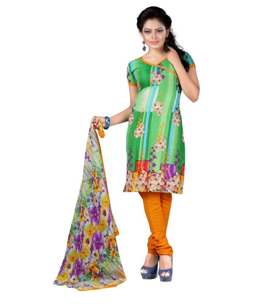 Ishin Multi Color Cotton Unstitched Dress Material - Buy Ishin Multi ...