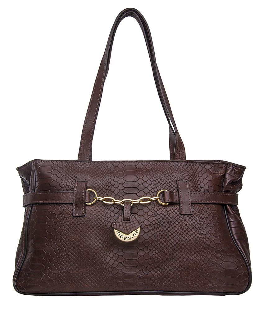 hidesign brown textured shoulder bag