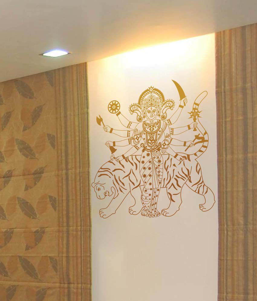     			WallDesign Durga with Tiger Copper Wall Sticker (Large)
