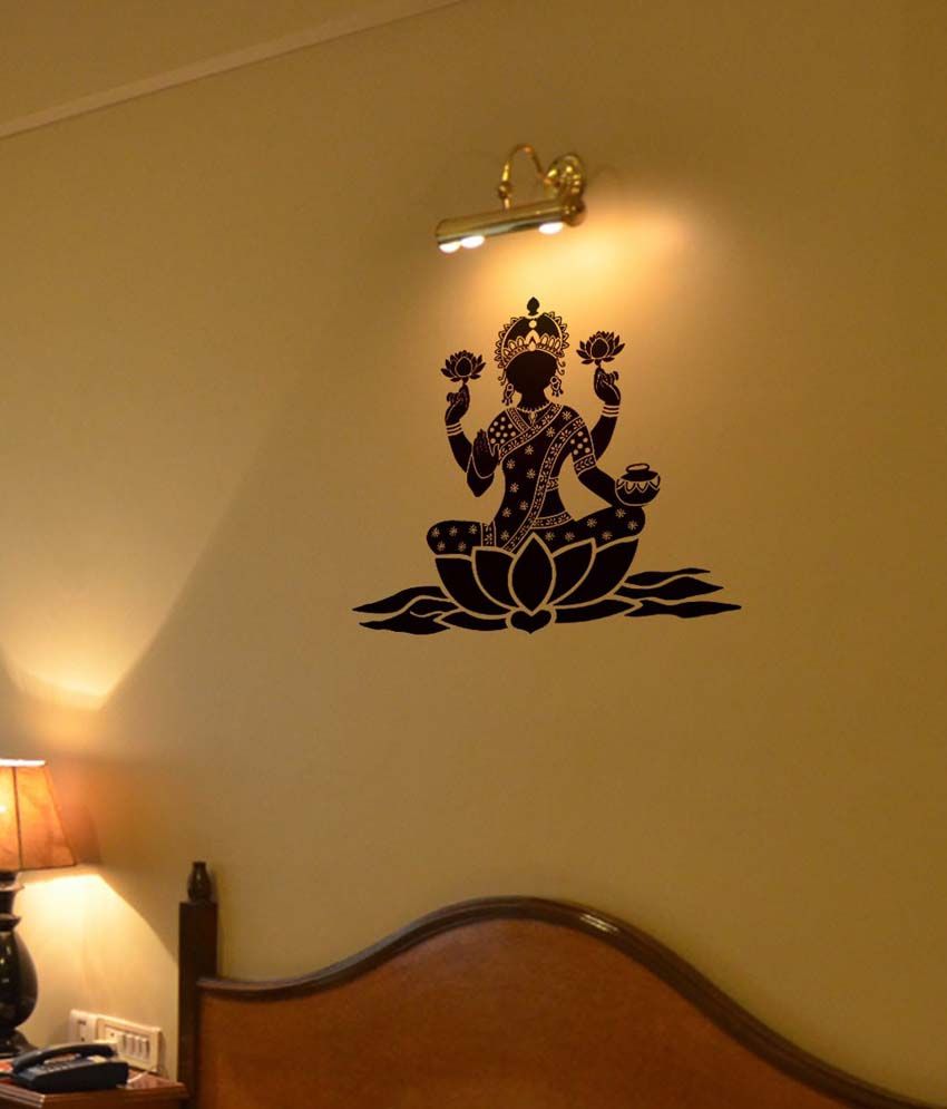     			WallDesign Lotus Lakshmi Black Wall Sticker (Small)